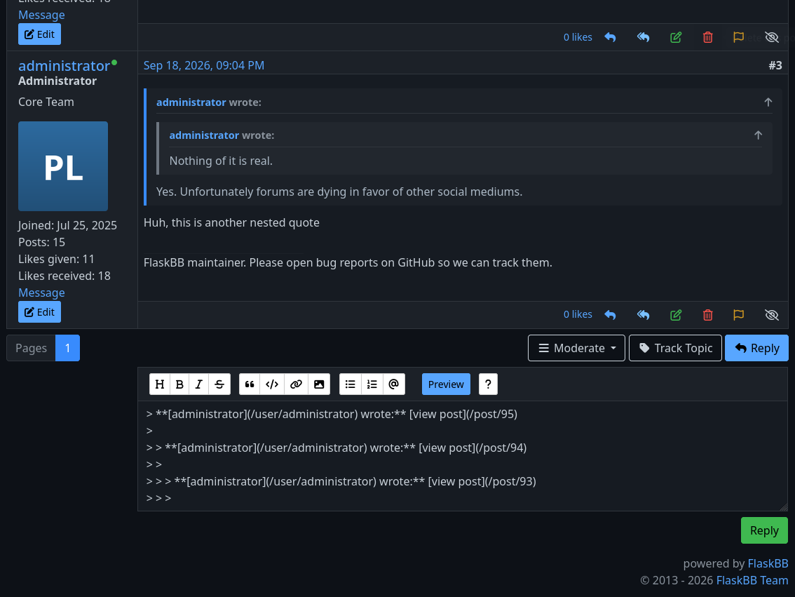 Nested quotes and the reply editor
