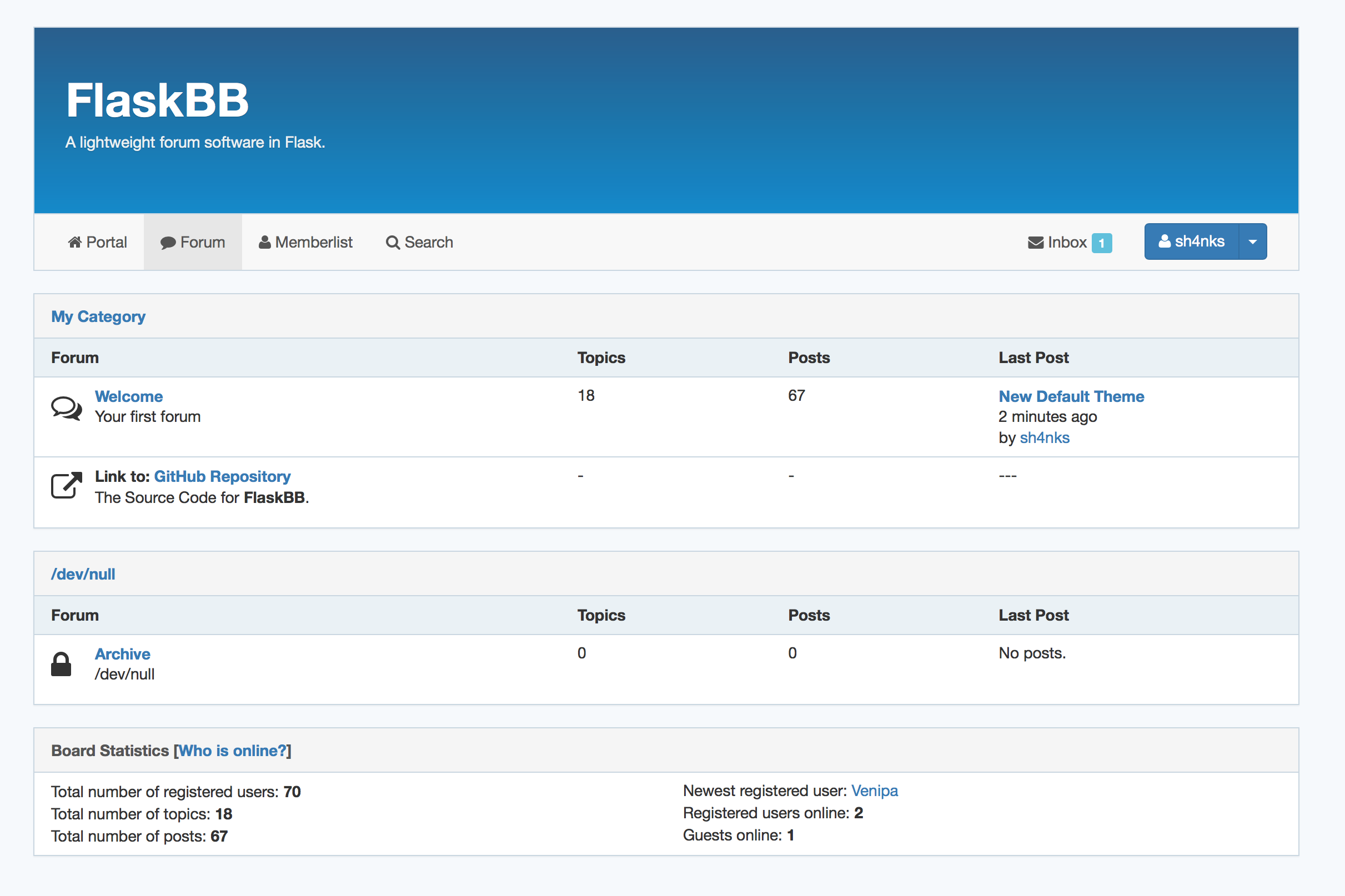 FlaskBB Forum Index